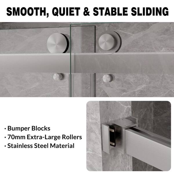SHAAMA 72 in. W x 80 in. H Double Sliding Frameless Shower Door in