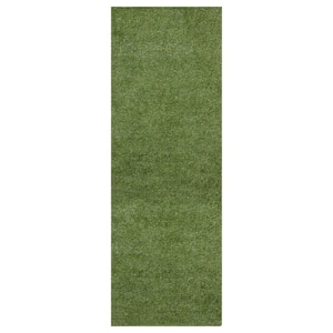 Evergreen Collection Waterproof Solid Indoor/Outdoor (2'7" x 30') 3 ft. x 30 ft. Green Artificial Grass Runner Rug