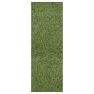 Evergreen Collection Waterproof Solid 3x30 Indoor/Outdoor 2 ft. x 30 ft. ., Green Artificial Grass Runner Rug