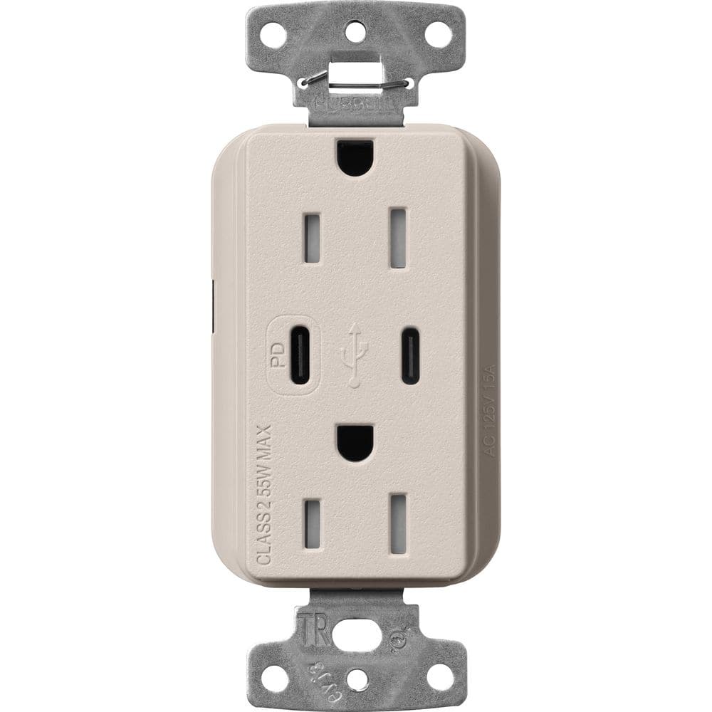 Claro 15 Amp Tamper Resistant USB Type C Duplex Receptacle, Decorator Style Outlet, Satin Finish, SCR-15-CCTR-TP, Gray price history on PriceWatchPro
