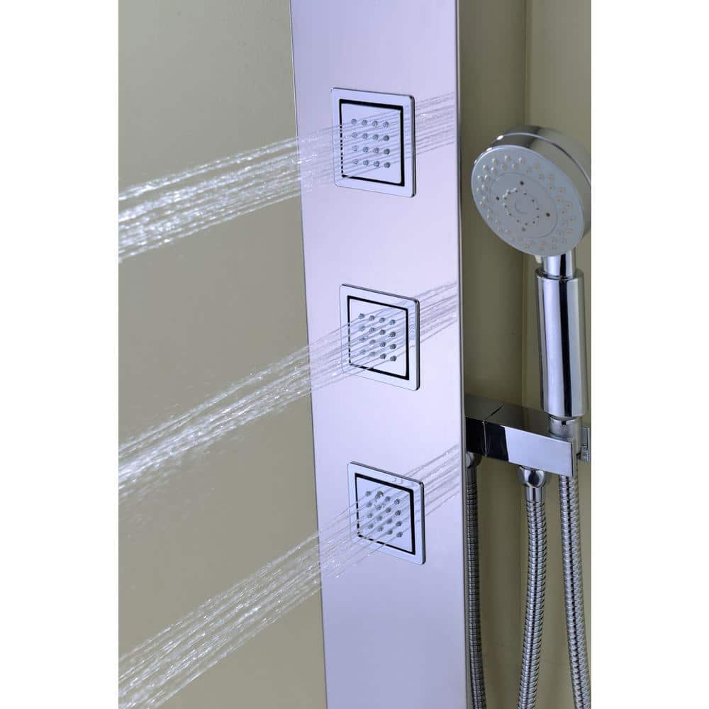 Polished Chrome Stainless Steel 59" Shower Panel with Jets and Handheld Wand