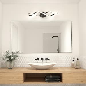 Swirl 27 in. 1-Light Black LED Modern Bath Vanity Light Bar for Bathroom