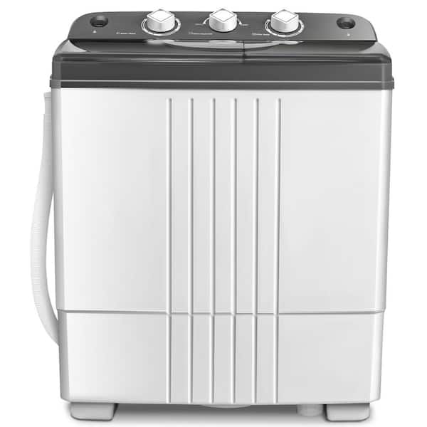 26 Pound Portable Semi-Automatic Washing Machine with Built-In Drain Pump-Gray | Costway