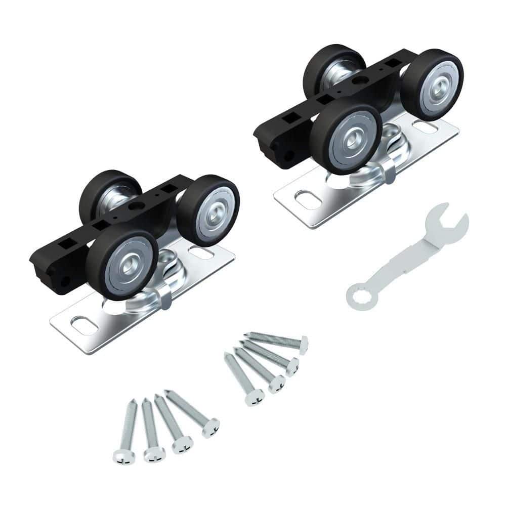 2-Pack Black Modern Top Mount Pocket Door Rollers, Commercial Grade Metal Sliding Door Replacement Hanger Assembly price history on PriceWatchPro