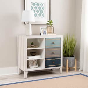 Beryl Coastal Off-White 29.5 in. H Accent Cabinet with 3-Shelves and 3-Drawers