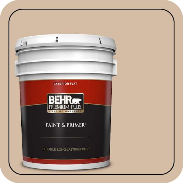 BEHR PREMIUM PLUS 5 gal. #PWL-86 Nutty Beige Flat Exterior Paint & Primer