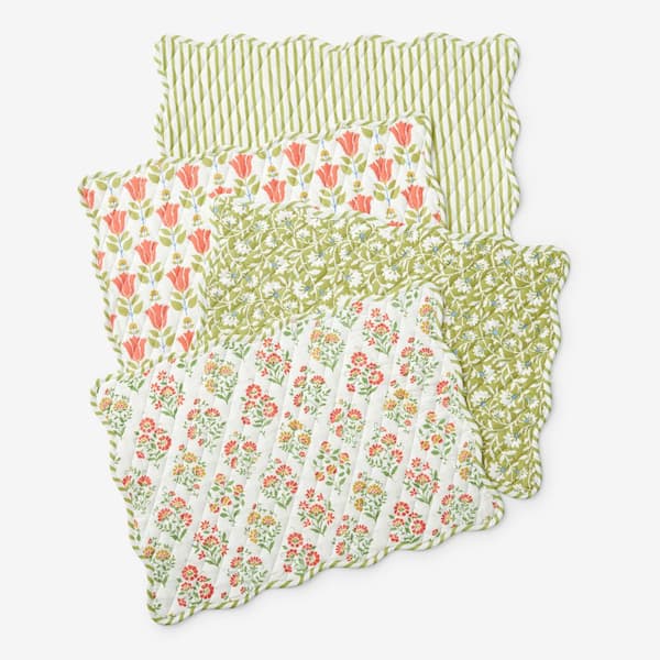 The Company Store Company Cotton 20 in. x 14 in. Green Solid Placemat(Set of 4)