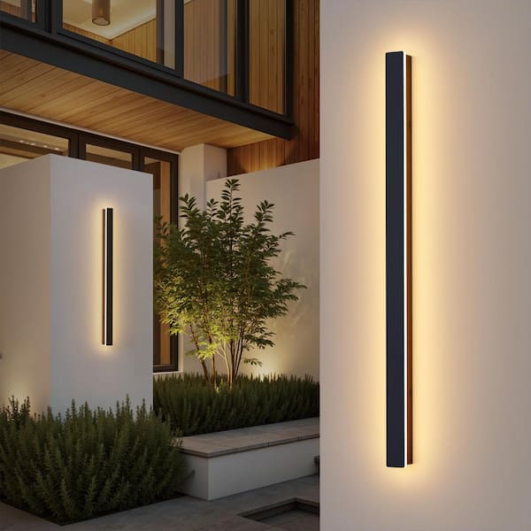 39 in. Black Linear LED Wall Lantern-20W, Waterproof, Warm White 3000K for Garden or Patios