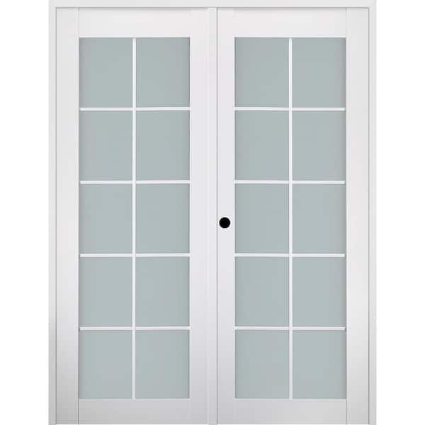 Belldinni Smart Pro 56"x 84" RightHand Active 10-Lite Frosted Glass Polar White Finished Wood Composite Double Prehung French Door