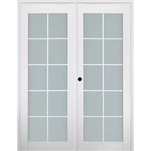 Smart Pro 64"x 84" RightHand Active 10-Lite Frosted Glass Polar White Finished Wood Composite Double Prehung French Door