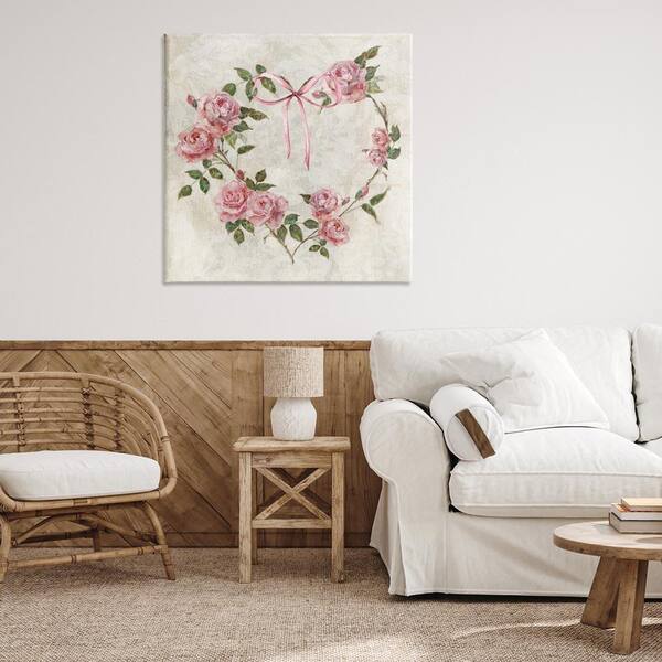 Rose Heart Wreath by Sally Swatland Unframed Nature Graphic Art Print 36 in. x 36 in.