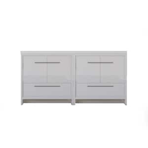 Sortino 72 in. W x 19 in. D Bath Vanity in White with Acrylic Vanity Top in White with White Basin