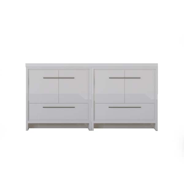 Alya Bath Sortino 72 in. W x 19 in. D Bath Vanity in White with Acrylic Vanity Top in White with White Basin