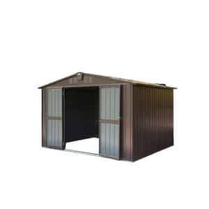Installed 10 ft. W x 8 ft. D Metal Brown Shed with Lockable DoubleDoor (80 sq. ft.)