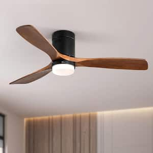 52 in. Indoor Black Ceiling Fan Integrated LED with Light Kit and Remote Control