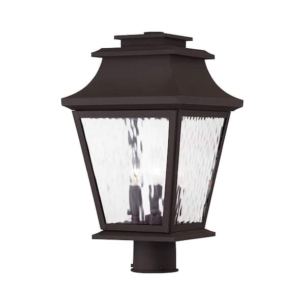 Livex Lighting Hathaway 3 Light Bronze Outdoor Post Top Lantern