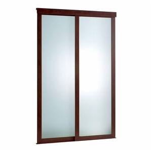 60 in. x 80 in. Frosted Glass Fusion Frosted Choco Frame Aluminum Sliding Door