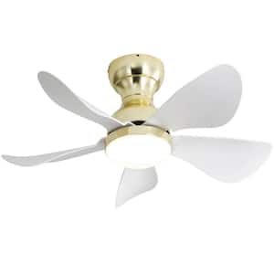 29 in. Indoor Gold Modern Flush Mount Ceiling Fan with LED Dimmable Light and Remote Control