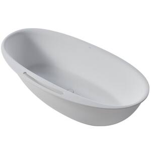 67 in. Solid Surface Stone Resin Flatbottom Non-Whirlpool Bathtub in White