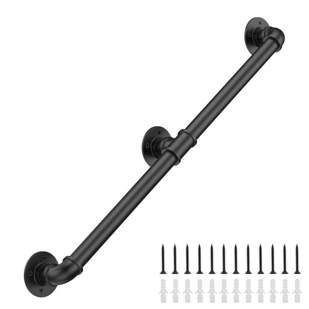 8 ft. Industrial Stair Railing Wall Mount Staircase Handrail for Outdoor Indoor Stairs Porch, Black price history on PriceWatchPro