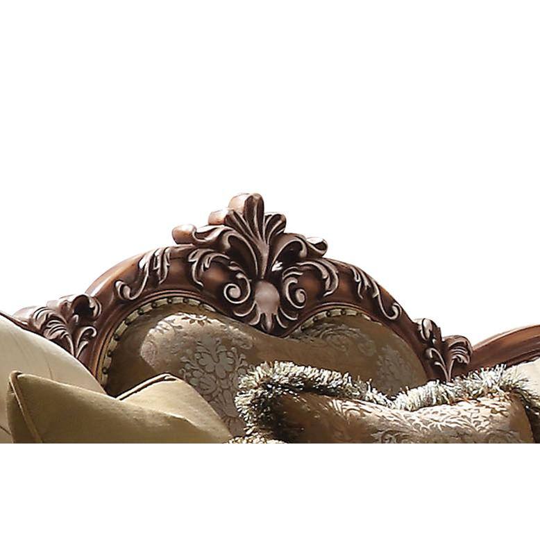 Latisha Tan Floral Fabric Loveseat with Nailhead Trim