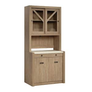 Dixon City Brushed Oak 72 in. Accent Cabinet with Hutch