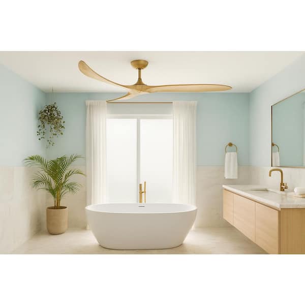 Swell 80.0 in. Indoor/Outdoor Heritage Brass Ceiling Fan with Remote Control