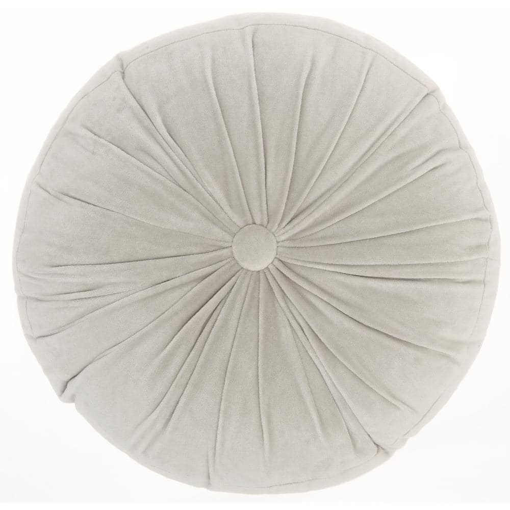 Light Gray Velvet Round Decorative Throw Pillow, 16" x 16"