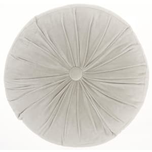 Sofia Light Gray Ruched Velvet 16 in. x 16 in. Round Throw Pillow
