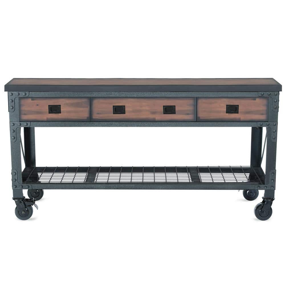 Duramax 72" Black Steel and Wood Rolling Workbench
