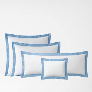 Company Cotton Solid Border Percale Lumbar Decorative Porcelain Blue 14 in. x 40 in. Throw Pillow Cover