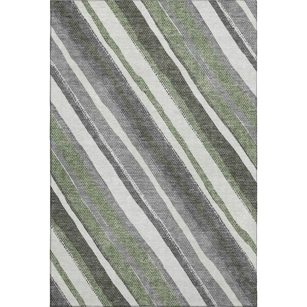 Mayfield Premium Machine Washable Abstract AMF2282 Fern 3 ft. x 5 ft. Area Rug