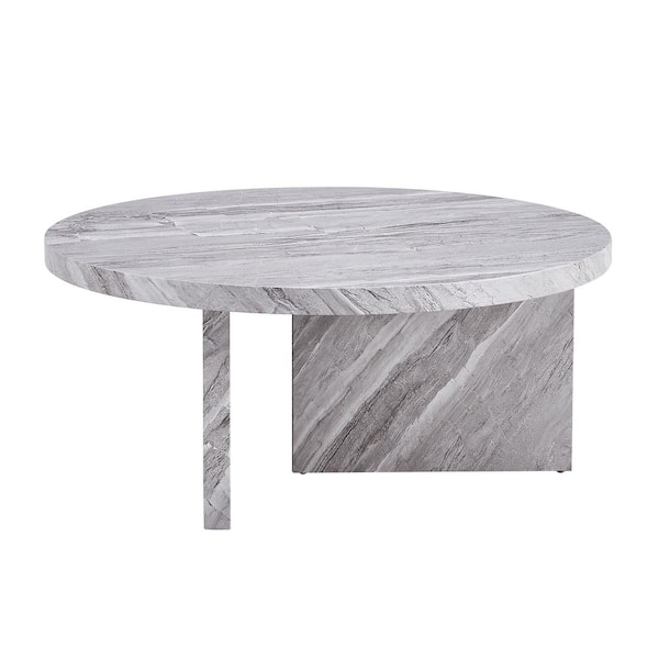 Unbranded Gray MDF Round Outdoor Coffee Table, Modern Side Table, for Small Spaces, Patio and Living rooms