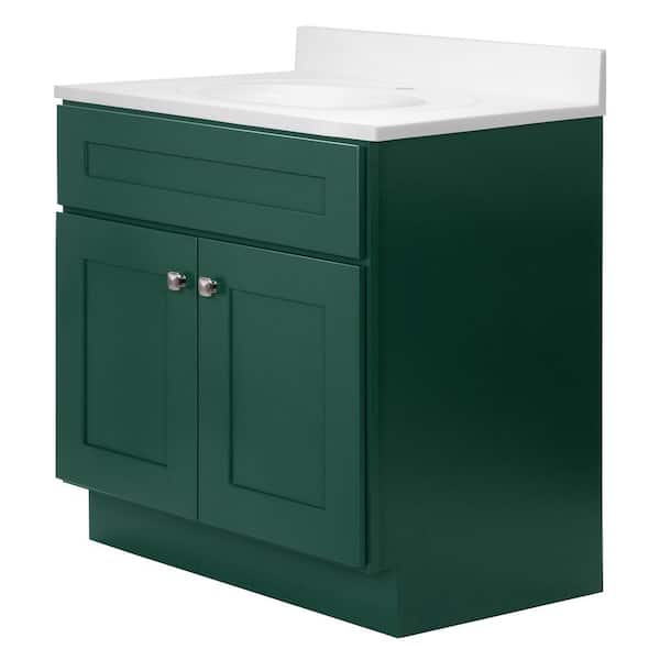 Brookings 31 in. W 1 Sink Bath Vanity in Hunt Club with White Cultured Marble Single Hole Top Assembled