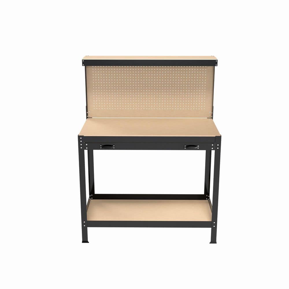 23.6 in. W x 47.2 in. D Tools Cabinet Workbench with Wood Top, Tool Storage Workshop Table with Drawers and Pegboard price history on PriceWatchPro