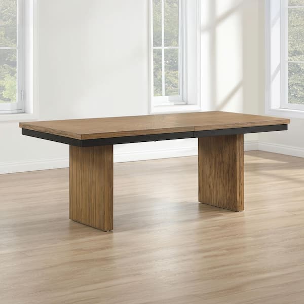 Roatan Brown Wood Double Pedestal 80 in. Dining Table with 16 Leaf Seats 10