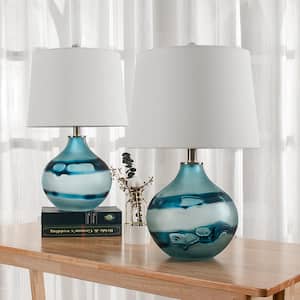 Columbia 22 " Blue Glass Table Lamp Set (Set of 2)