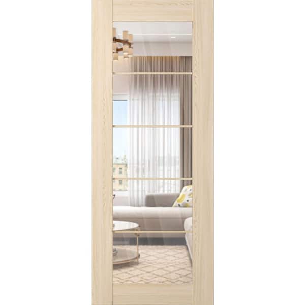 Vona 5 Lite 28 in. x 80 in. Loire Ash 5-Lite Clear Glass Composite Solid Core Wood Interior Door Slab
