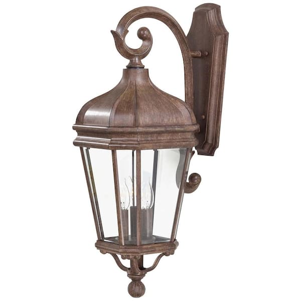 the great outdoors by Minka Lavery Harrison 3-Light Vintage Rust Outdoor Wall Lantern Sconce