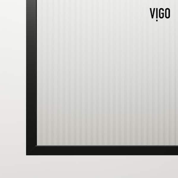 Meridian 34 in. W x 74 in. H Framed Fixed Shower Screen Door in Matte Black with 3/8 in. (10mm) Fluted Glass