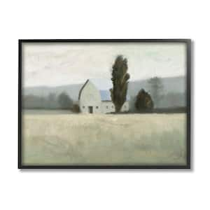 "Farmside Landscape White Barn Green Meadow" by James Wiens Framed Nature Wall Art Print 11 in. x 14 in.