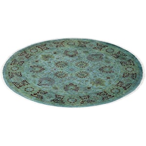 Blue 4 ft. 1 in. x 4 ft. 1 in. Fine Vibrance One-of-a-Kind Hand-Knotted Area Rug