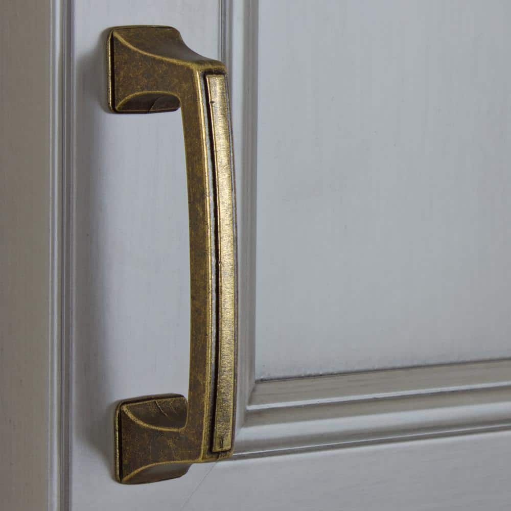 Antique Brass 3" Center-to-Center Deco Cabinet Pull