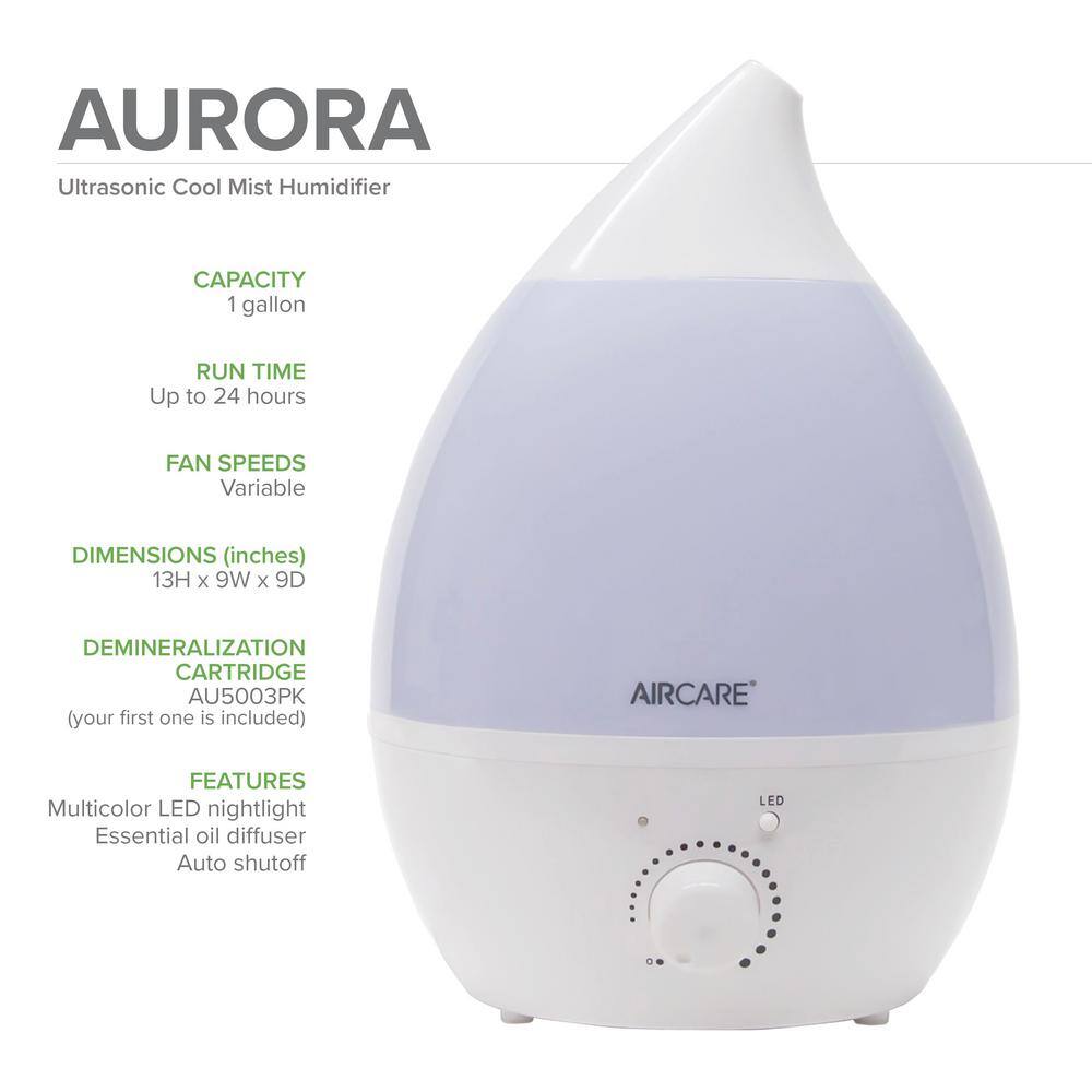 Aurora White Ultrasonic Humidifier with LED Nightlight