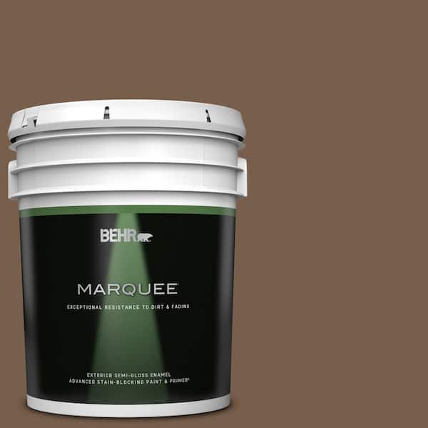 BEHR MARQUEE 5 gal. #250F-7 Melted Chocolate Semi-Gloss Enamel Exterior Paint & Primer