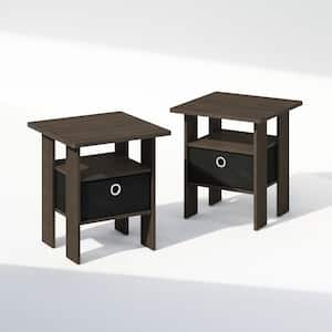 Tidur Dark Brown/Black 1 Drawer 17.5 in. W Nightstands (Set of 2)