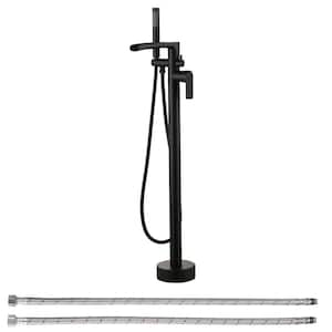 Waterfall Single-Handle Freestanding Tub Faucet with Handheld Shower in. Matte Black