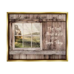 Things Rustic Barn Window Distressed Photograph by Lori Deiter Floater Frame Typography Wall Art Print 21 in. x 17 in.