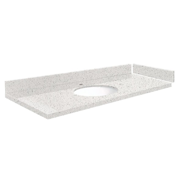 Transolid Silestone 49 in. W x 22.25 in. D Quartz White Round Single Sink Vanity Top in Stellar Snow
