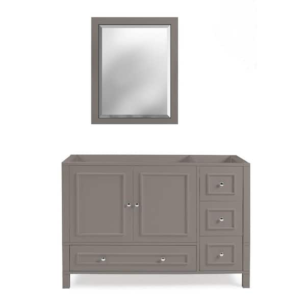 Alaterre Furniture Williamsburg 2pc 21.3in W x 48in D x 34in H Bath Vanity Cabinet without Top in Gray with Mirror